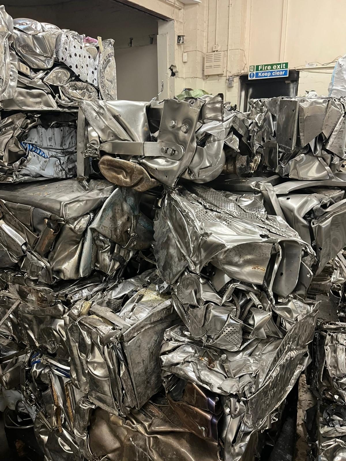 Stainless steel scrap bales ready for recycling at QuickStop Metals